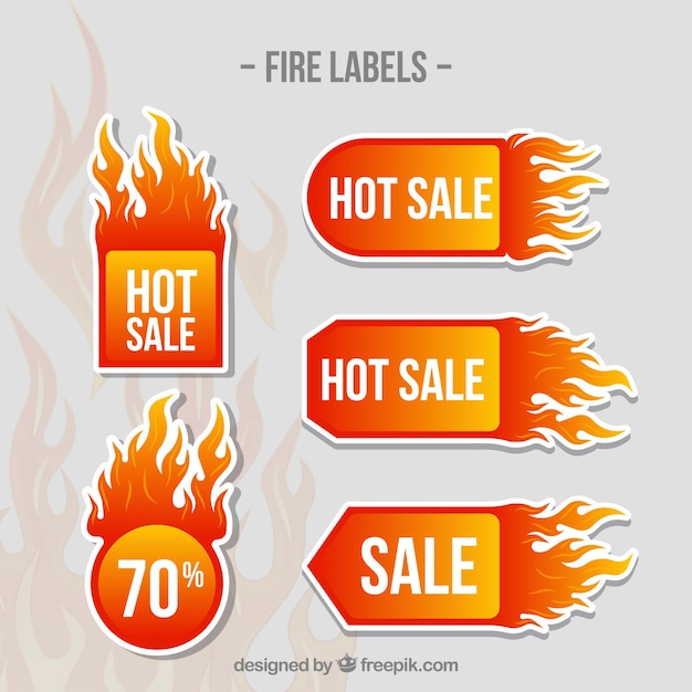 Free vector flat design fire label / badge collection