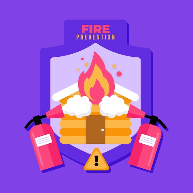 Flat design fire prevention illustrated