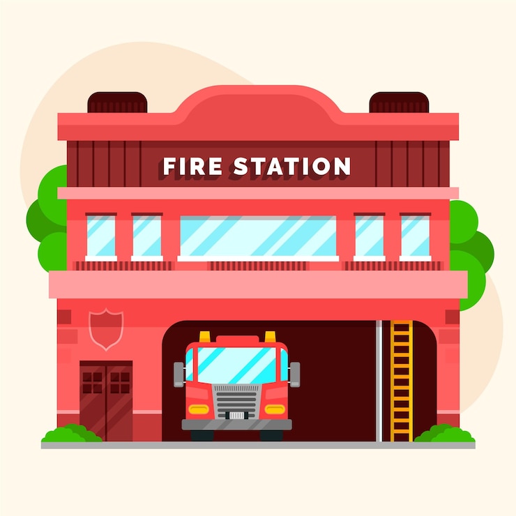 Free Vector flat design fire station department illustrated