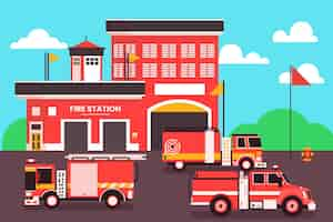 Free vector flat design fire station