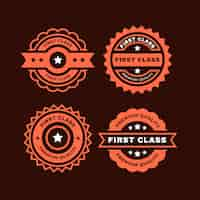 Free vector flat design first class labels set