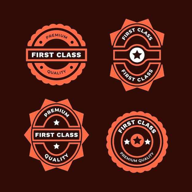 Free vector flat design first class labels set