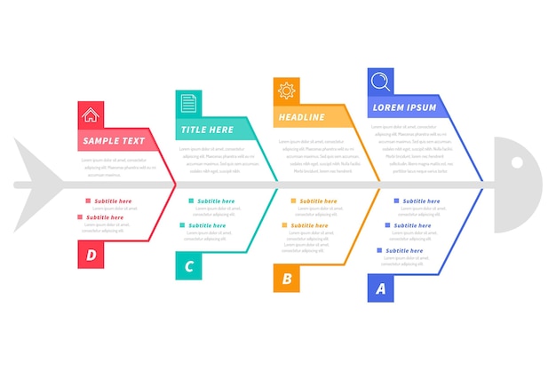 Flat design fishbone infographic