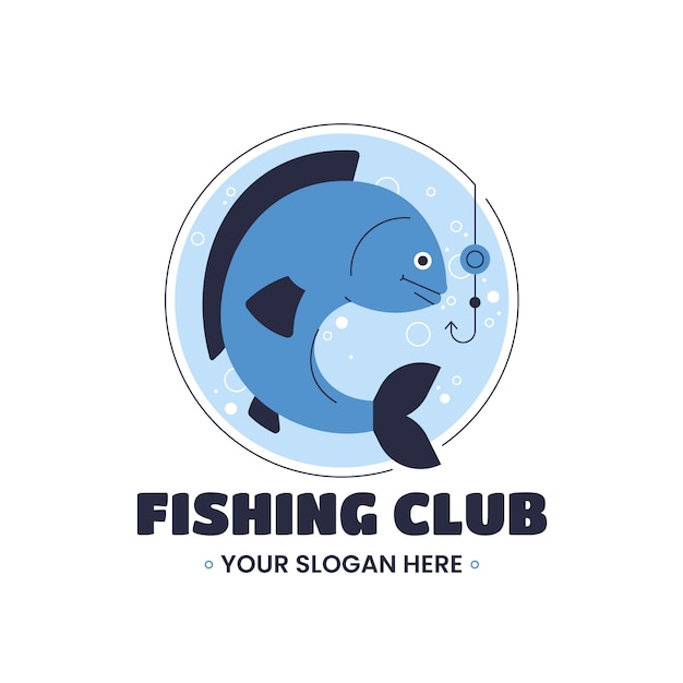 フラットなデザインの釣りのロゴのテンプレート