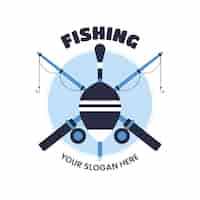 Vettore gratuito modello di logo di pesca design piatto