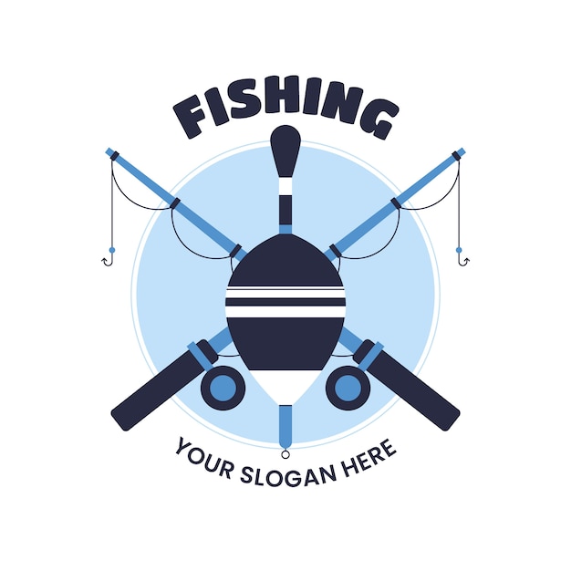 Flat design fishing logo template