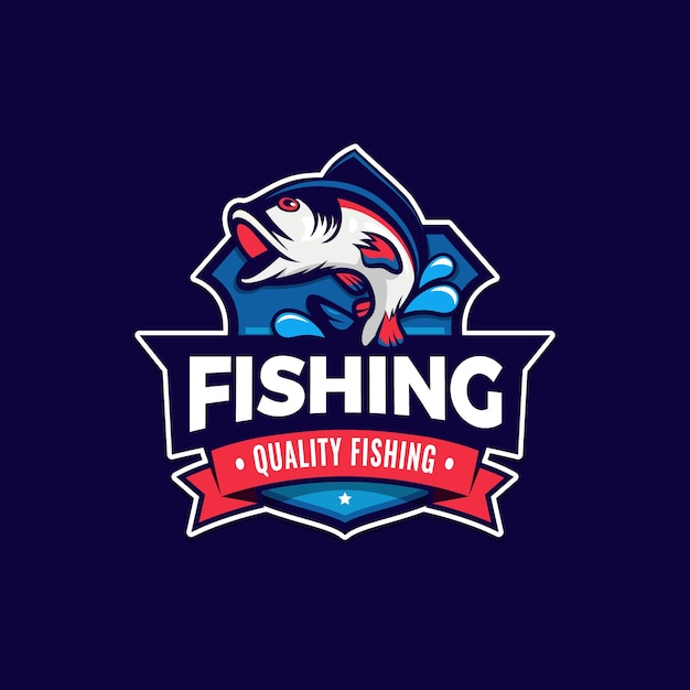 Плоский дизайн логотипа рыбалки