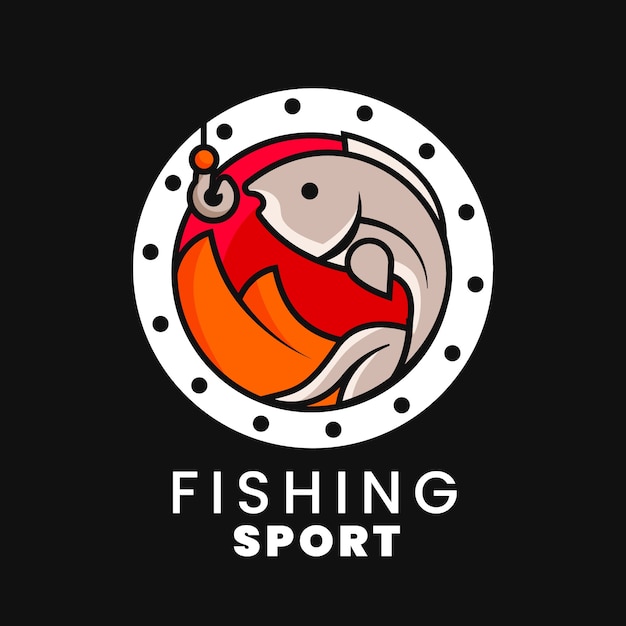 Vettore gratuito modello di logo di pesca design piatto