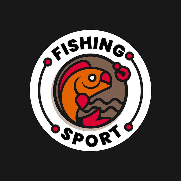 フラットなデザインの釣りのロゴのテンプレート