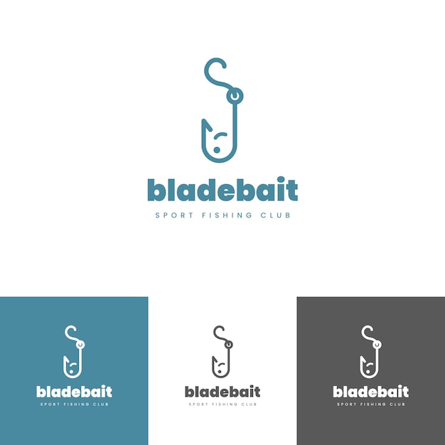 Flat design fishing logo template