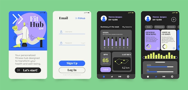 Flat design fitness  app template