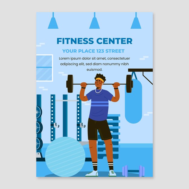 Flat design fitness center tempalte