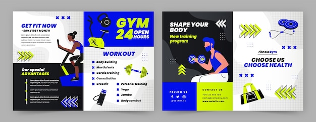 Flat design fitness center template