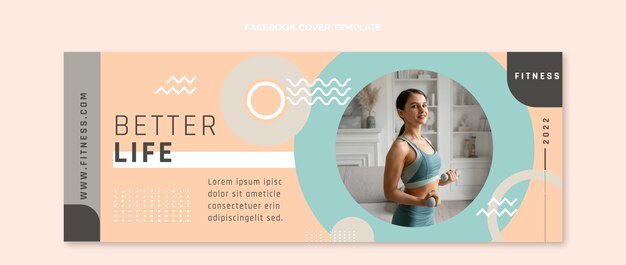 Бесплатное векторное изображение Плоский дизайн обложки фитнеса facebook