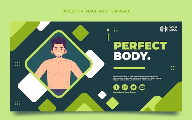 Post di facebook fitness design piatto