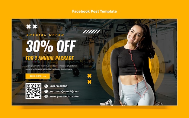 Post di facebook fitness design piatto