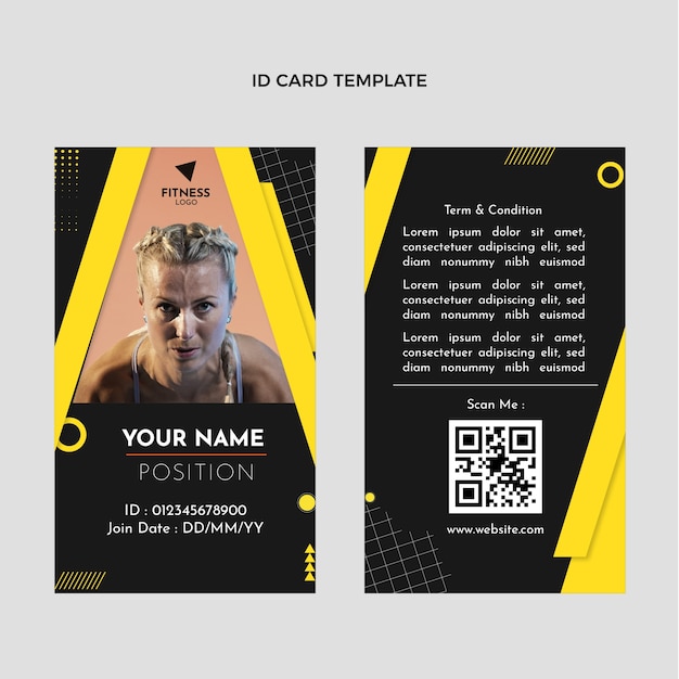 Vettore gratuito carta d'identità fitness design piatto