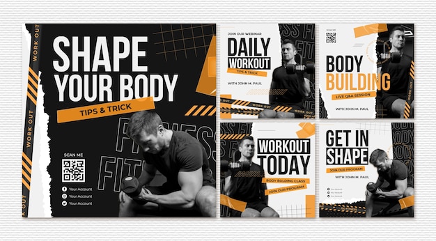 Free vector flat design fitness instagram post