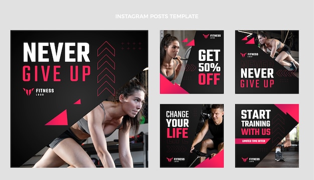 Free vector flat design fitness instagram post