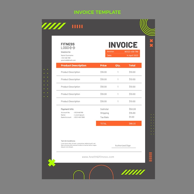 Free vector flat design fitness invoice