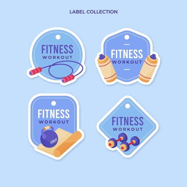 Flat design fitness label collection