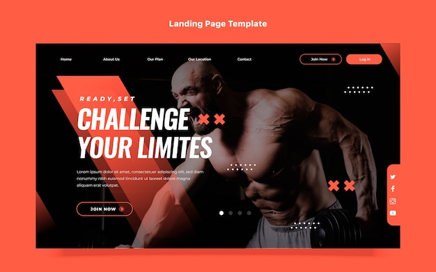 Flat design fitness landing page template