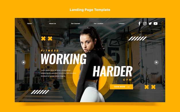 Flat design fitness landing page