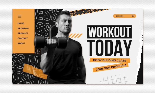 Flat design fitness landing page