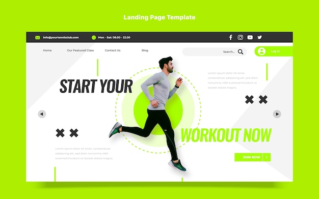 Vettore gratuito pagina di destinazione per il fitness dal design piatto