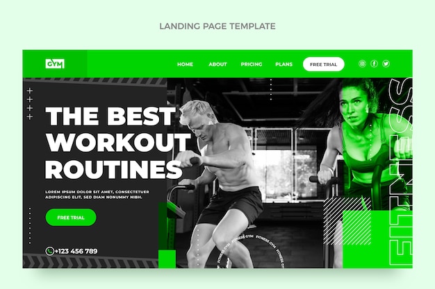 Free vector flat design fitness landing page