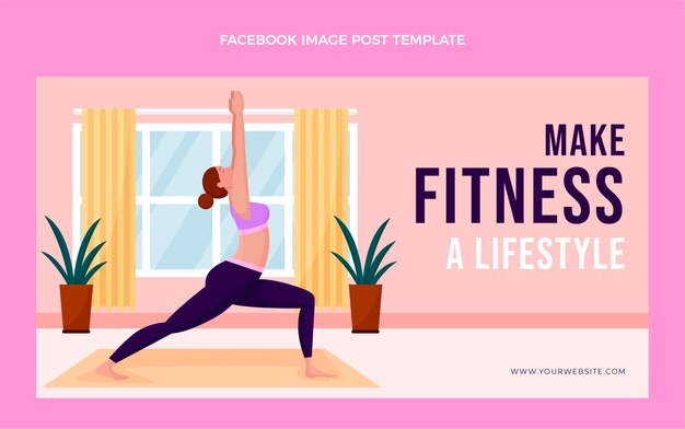 Плоский дизайн фитнеса образа жизни facebook post