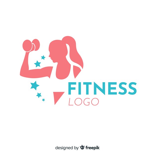 Flat design fitness logo template 
