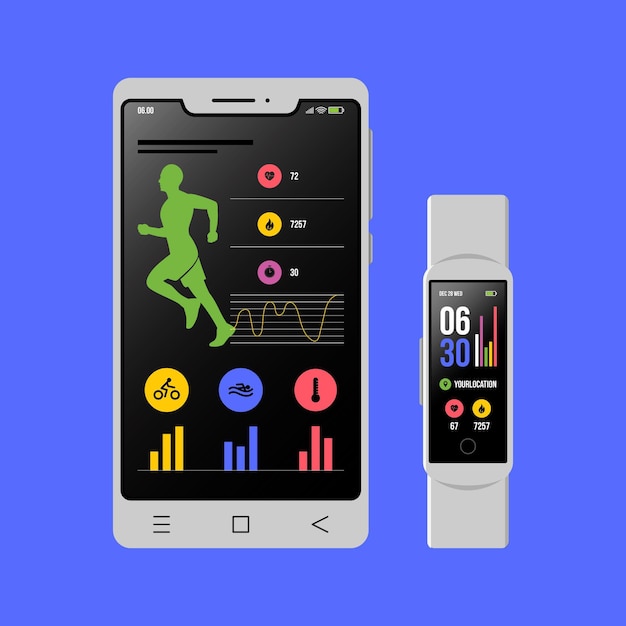 Free vector flat design fitness trackers