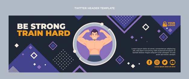 Flat design fitness training twitter header