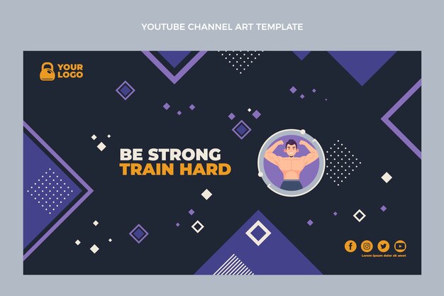 Flat design fitness training youtube channel art