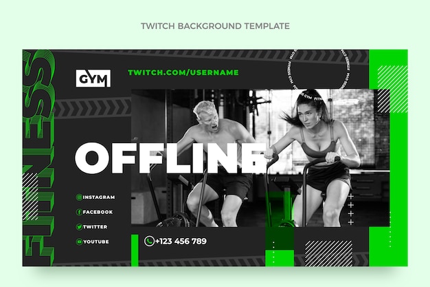 Free vector flat design fitness twitch background