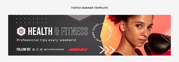 Free vector flat design fitness twitch banner