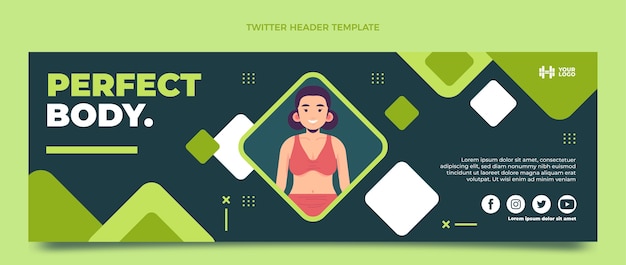 Flat design fitness twitter header