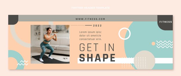 Intestazione twitter fitness design piatto