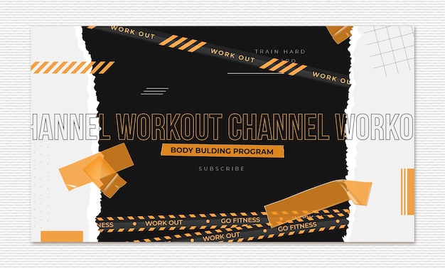 Free vector flat design fitness youtube channel art