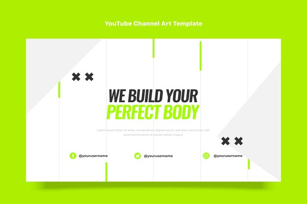 Flat design fitness youtube channel art