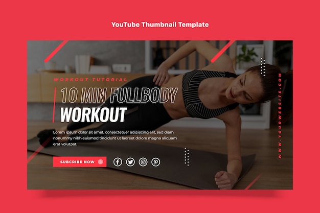 Miniatura di youtube per il fitness dal design piatto