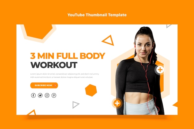 Vettore gratuito miniatura di youtube per il fitness dal design piatto