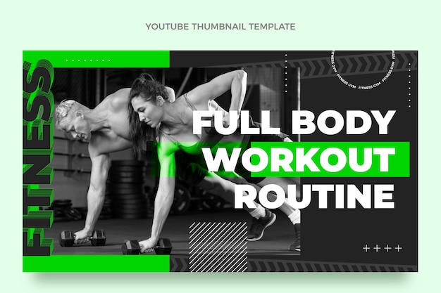 Free vector flat design fitness youtube thumbnail