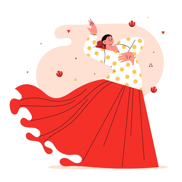 Illustrazione della donna di flamenco di design piatto