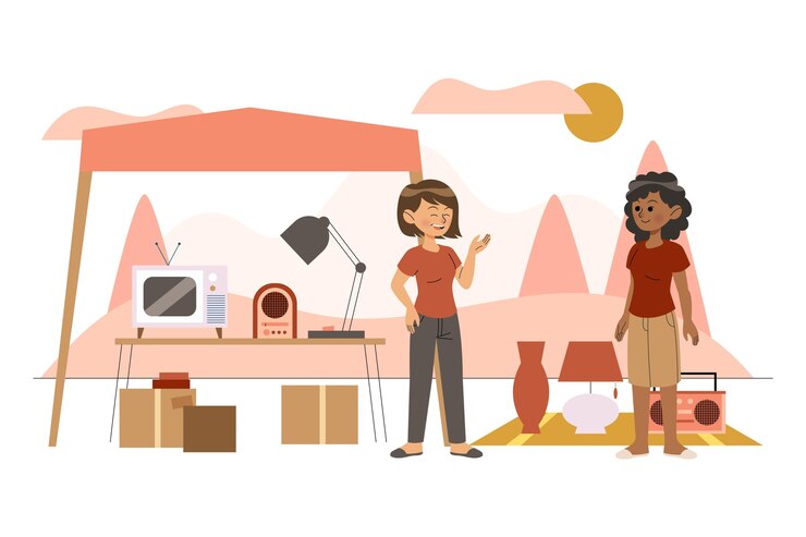 Free Vector flat design flea market concept illustrated