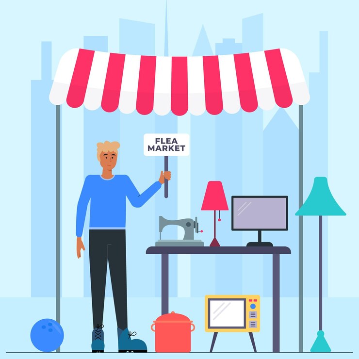 मुफ़्त वेक्टर flat design flea market concept