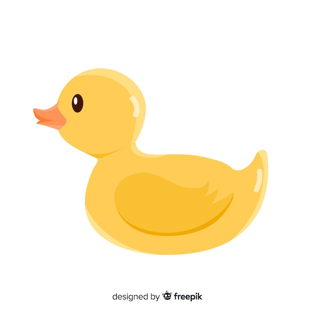 Flat design floating yellow rubber duck