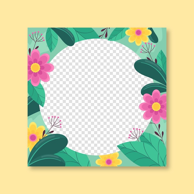 Free vector flat design floral facebook frame