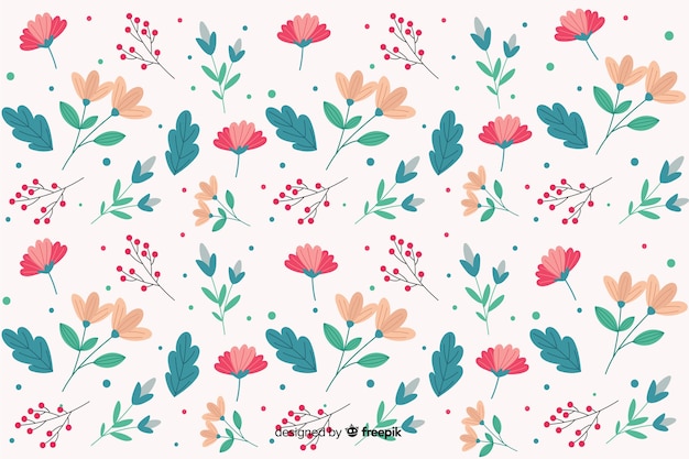 Flat design floral pattern background